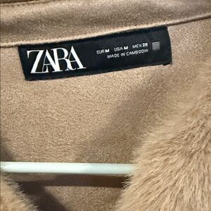 Zara Women's Cozy Tan Teddy Jacket